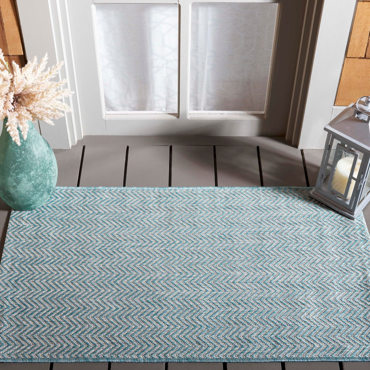 SAFAVIEH Courtyard Outdoor Area Rug 5'3"x7'7", Natural & Cream CY8022-03012
