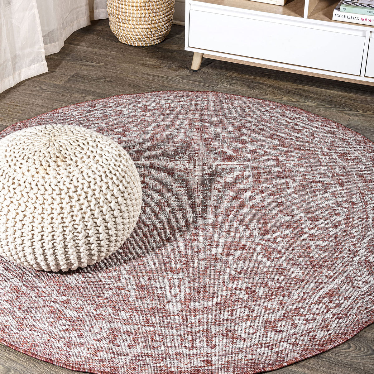 JONATHAN Y Boho Medallion Indoor Outdoor Area Rug 8X10 Black/Gray, Malta Textured Weave for Backyard, Patio, Porch, Easy-Cleaning, High Traffic, Pet-Friendly, Non-Shedding (SMB104C-8)