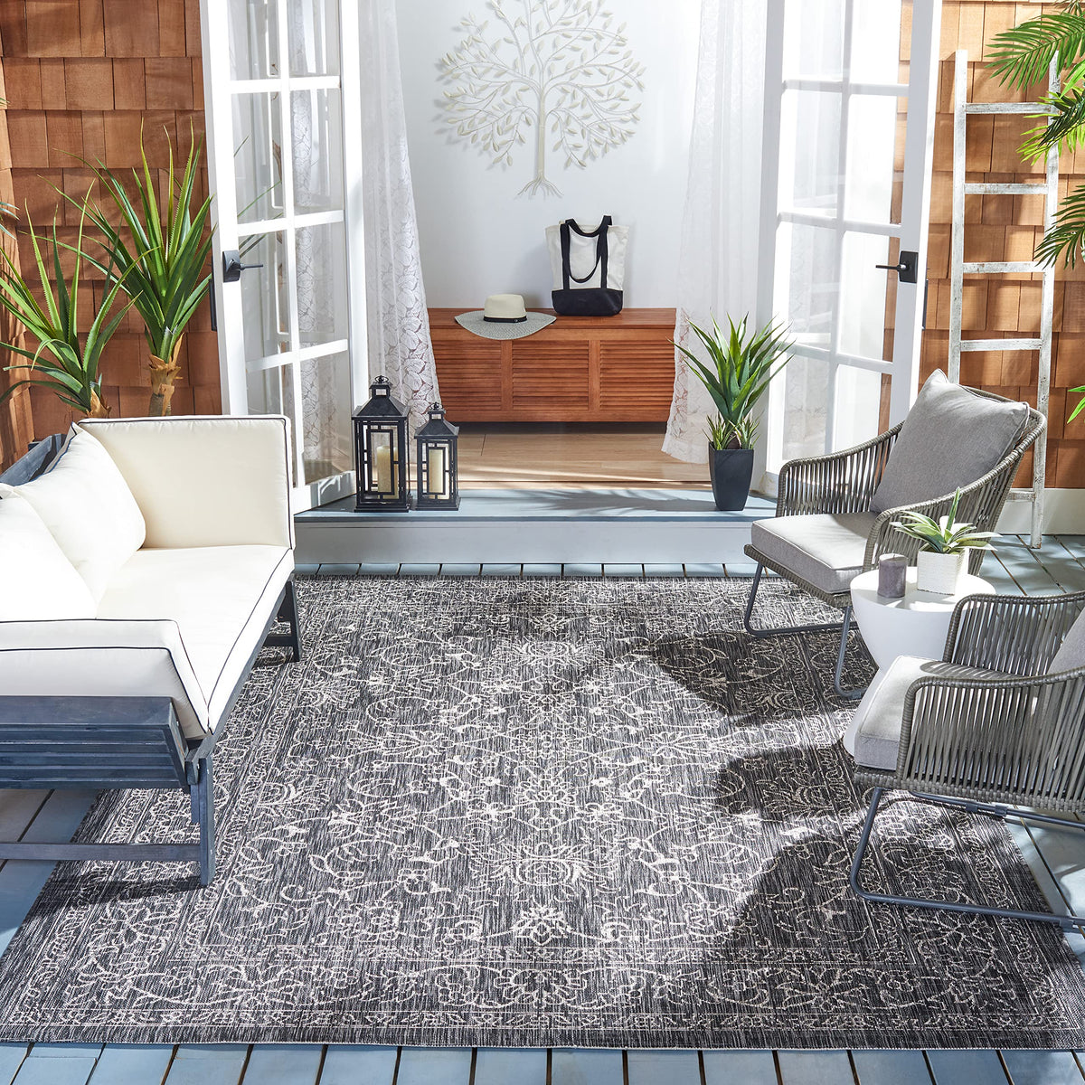 SAFAVIEH Courtyard Collection 8' x 10' Turquoise CY8680 Indoor/ Outside Waterproof Easy cleansingPatio Backyard Mudroom Area Mat