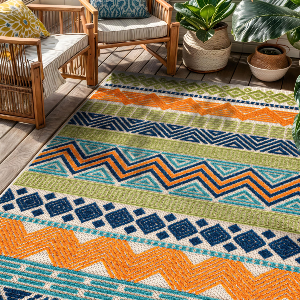 Rugshop Marbella Indoor/Outdoor Contemporary Boho Area Rug Gray 7'10" x 10'