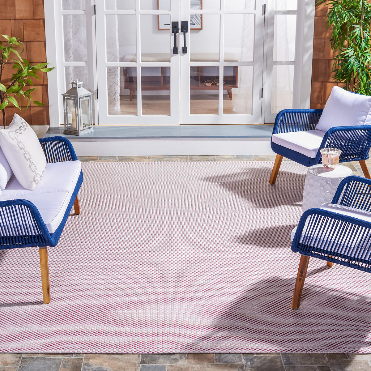 SAFAVIEH Washable Rug Outdoor Courtyard Collection - 8' x 10', Natural & Cream, Non-Shedding & Easy Cleaning, Ideal for Patio, Backyard, Mudroom, DIning Space (CY8521-03012)