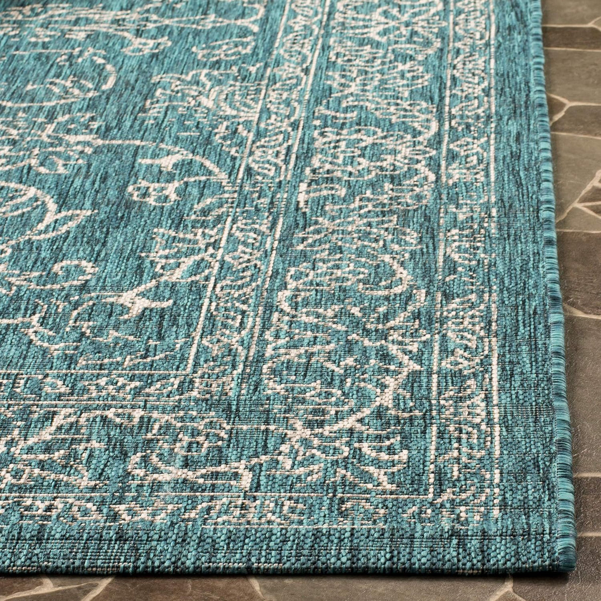 SAFAVIEH Courtyard Collection 8' x 10' Turquoise CY8680 Indoor/ Outside Waterproof Easy cleansingPatio Backyard Mudroom Area Mat