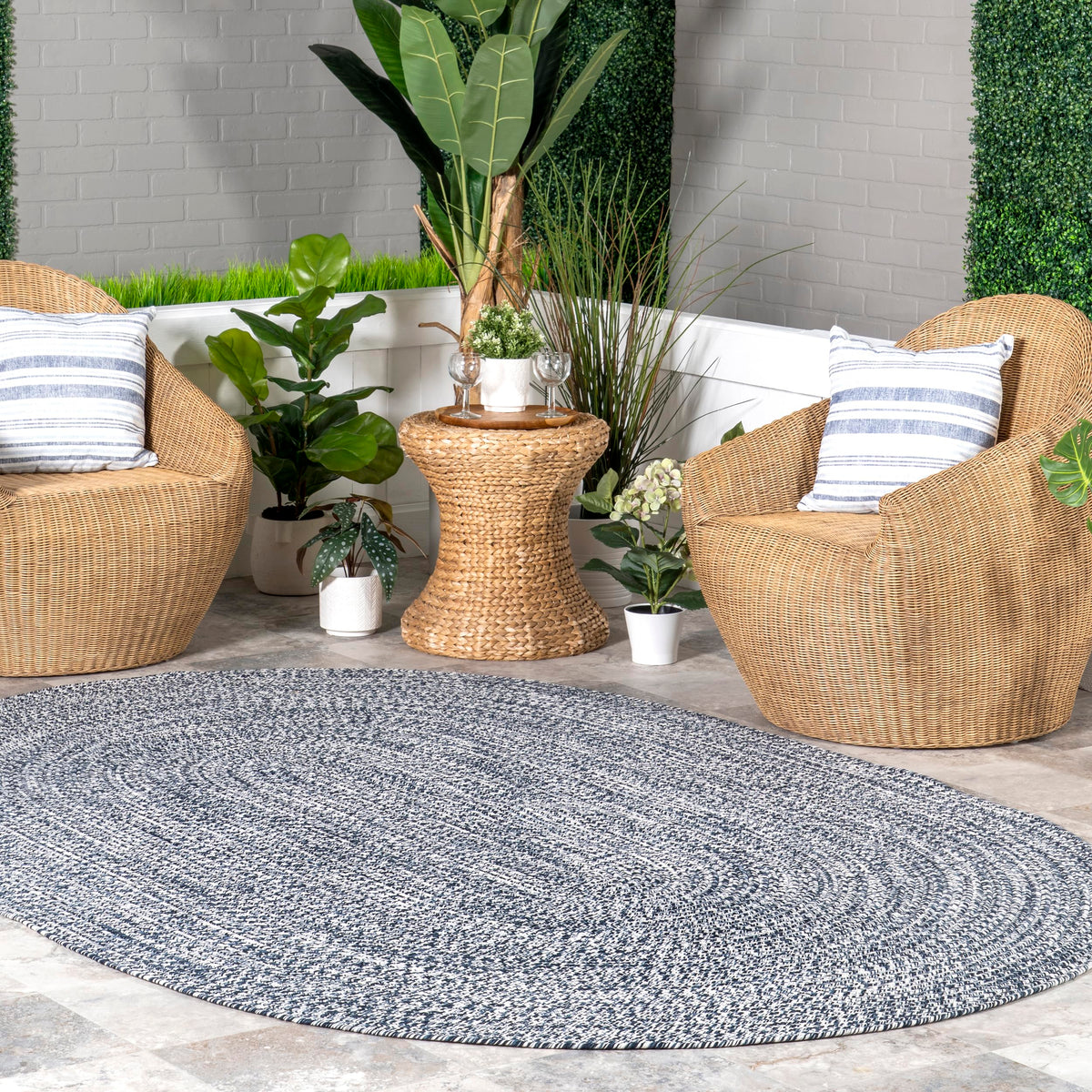nuLOOM Wynn Tan Solid Power Loomed Indoor/Outdoor Area Rug, 5' x 8'