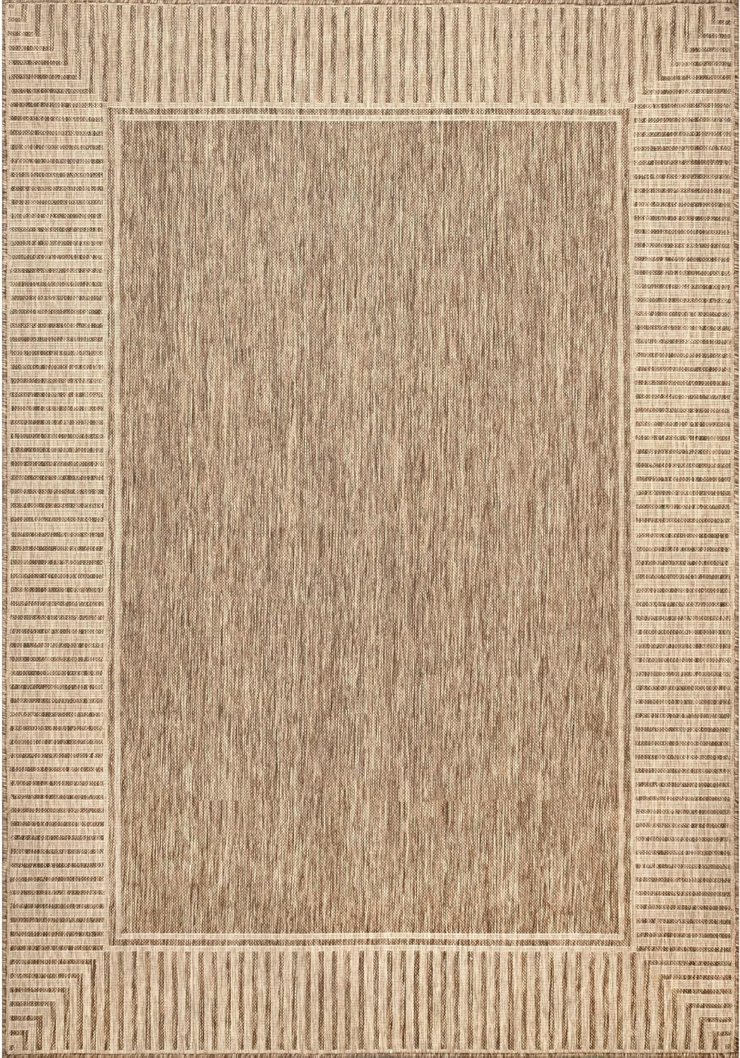 nuLOOM Asha Light Brown Bordered Indoor/Outdoor Area Rug, 5' x 8'