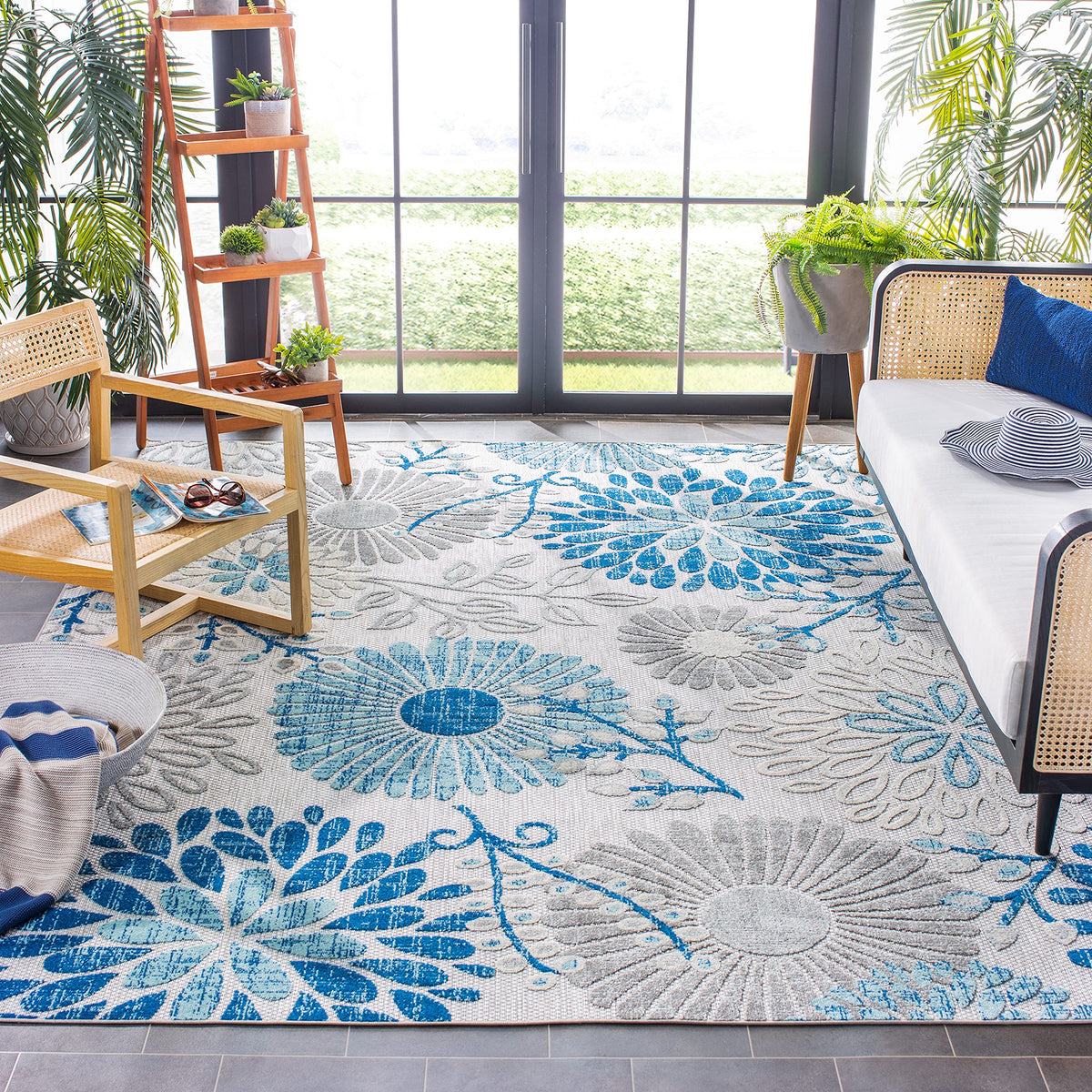 SAFAVIEH Cabana Outdoor Area Rug 8'x10', Modern Cream & Red CBN832A