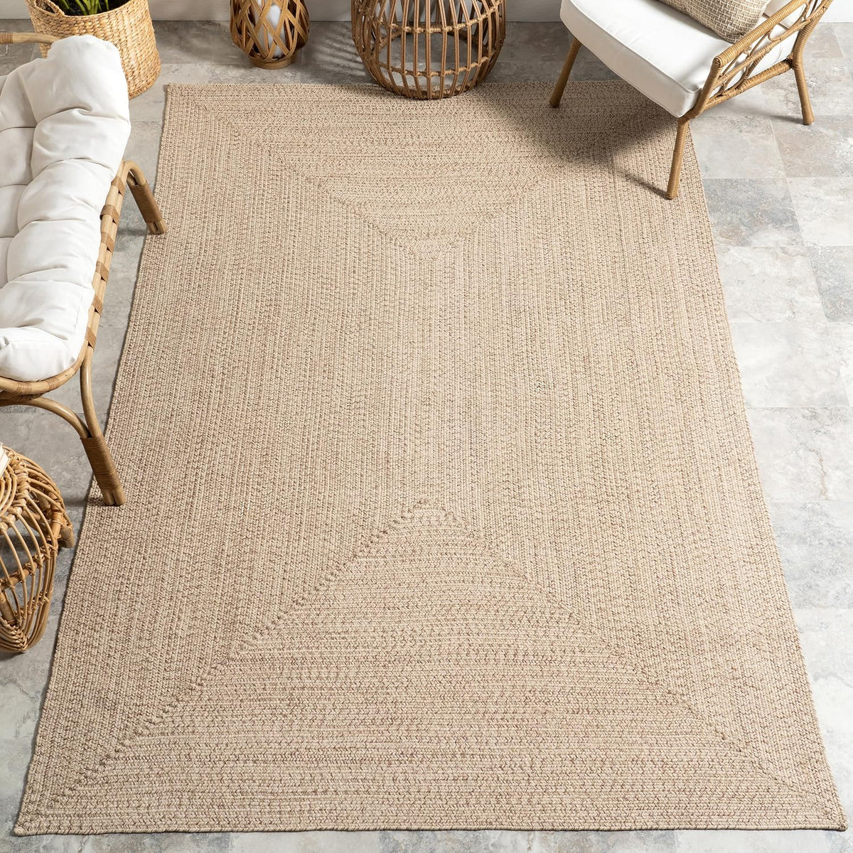 nuLOOM Wynn Tan Solid Power Loomed Indoor/Outdoor Area Rug, 5' x 8'