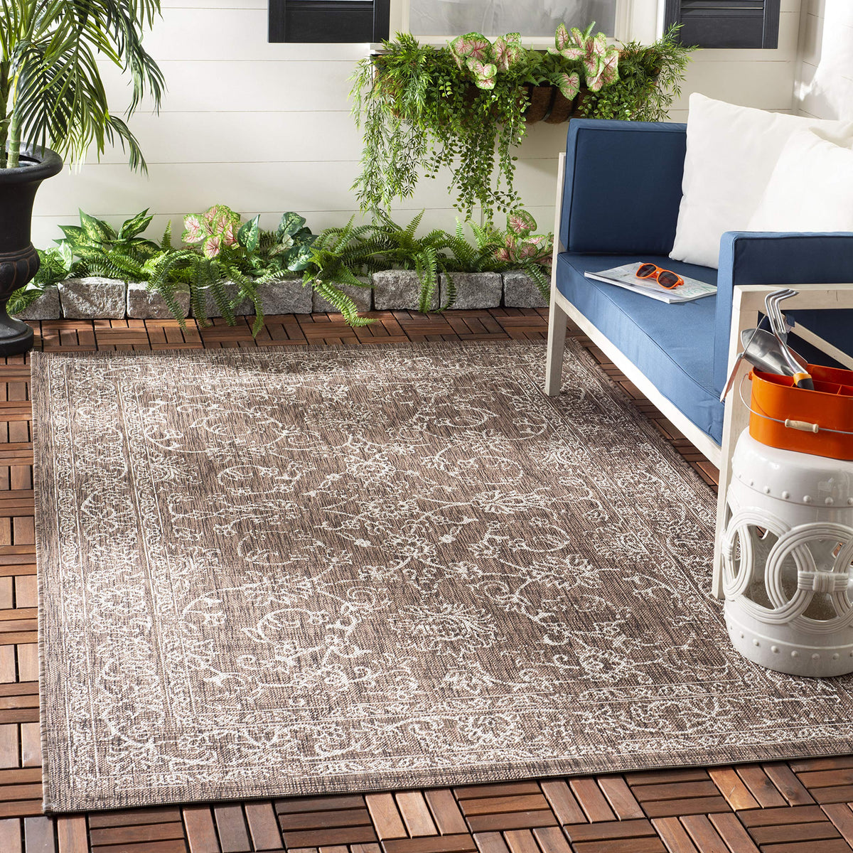 SAFAVIEH Courtyard Collection 8' x 10' Turquoise CY8680 Indoor/ Outside Waterproof Easy cleansingPatio Backyard Mudroom Area Mat