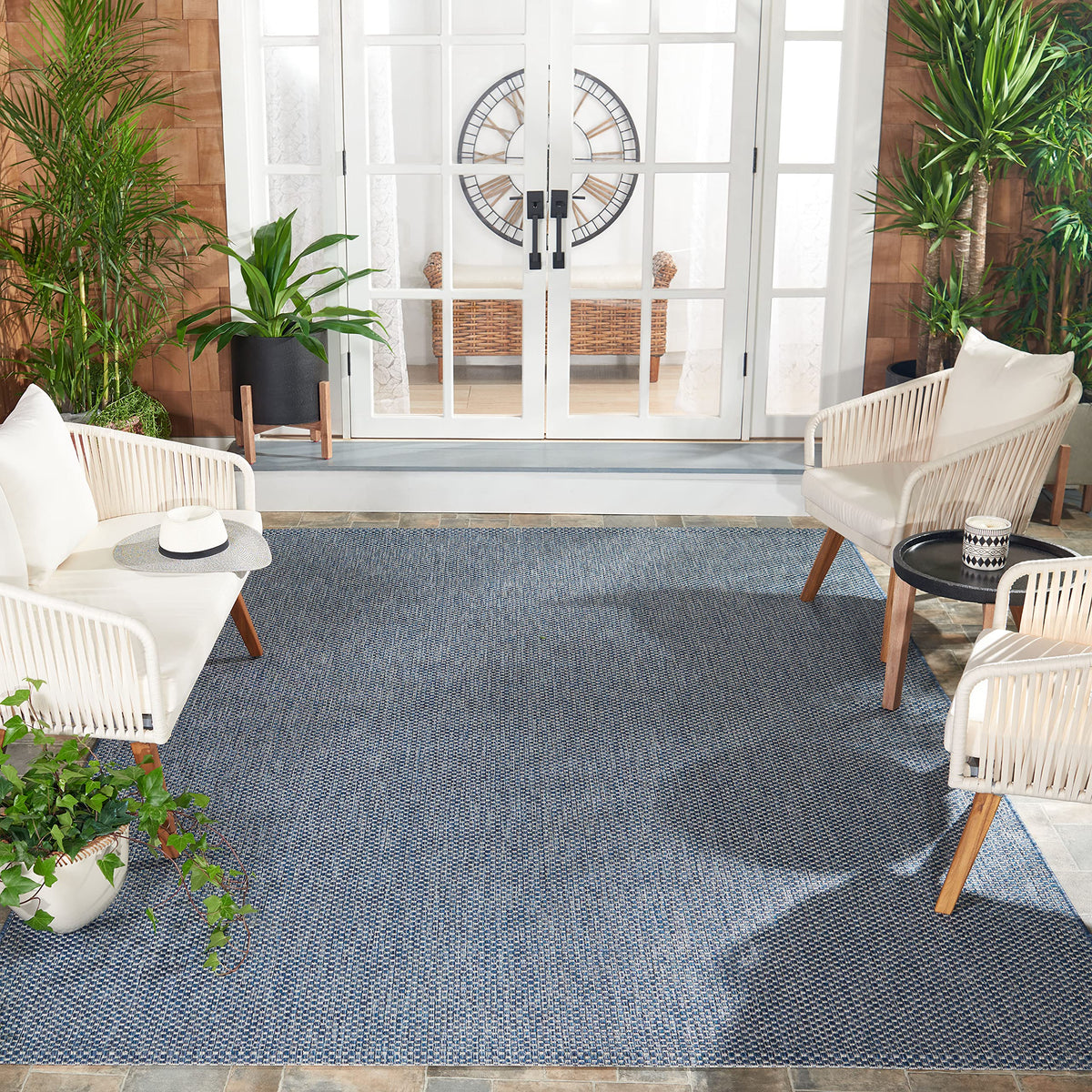 SAFAVIEH Washable Rug Outdoor Courtyard Collection - 8' x 10', Natural & Cream, Non-Shedding & Easy Cleaning, Ideal for Patio, Backyard, Mudroom, DIning Space (CY8521-03012)