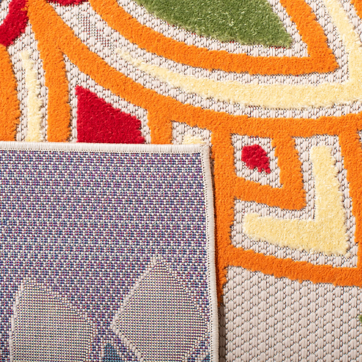 SAFAVIEH Washable Rug Outdoor Cabana Collection - 8' x 10', Ivory & Orange, Non-Shedding & Easy to Clean, Ideal for Patio, Backyard, Mudroom (CBN328A)