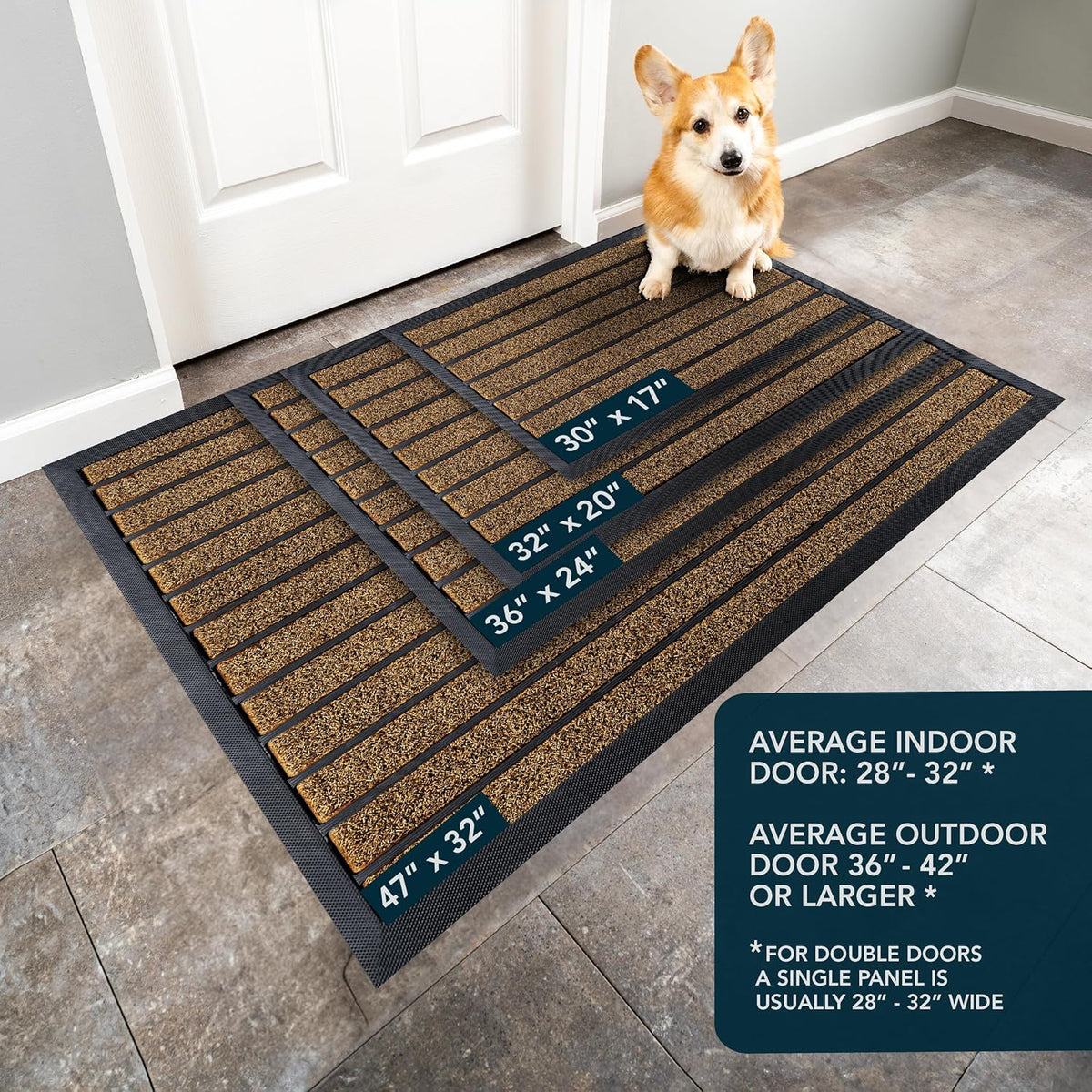 ubdyo Extra Durable Door Mat Outside Entrance (30" x 17", Bright Brown)
