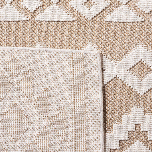 SAFAVIEH Washable Rug Outdoor Global Collection - 8' x 10', Beige & Ivory, Non-Shedding & Easy to Clean, Ideal for Patio, Backyard, Mudroom (GLB210C)