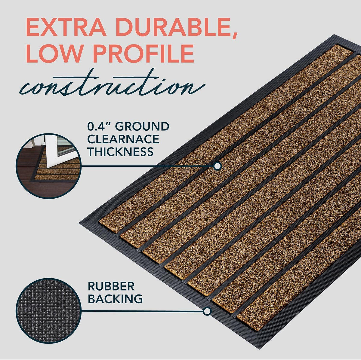 ubdyo Extra Durable Door Mat Outside Entrance (30" x 17", Bright Brown)