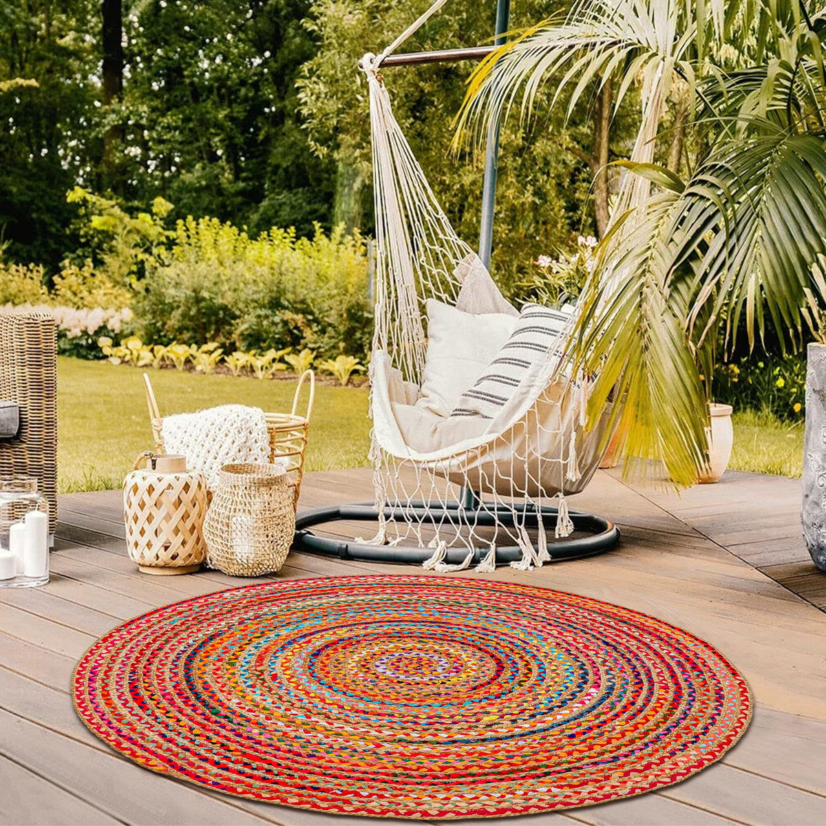 Hausattire Jute Braided Woven Kitchen Rug 2x3 Feet - Natural