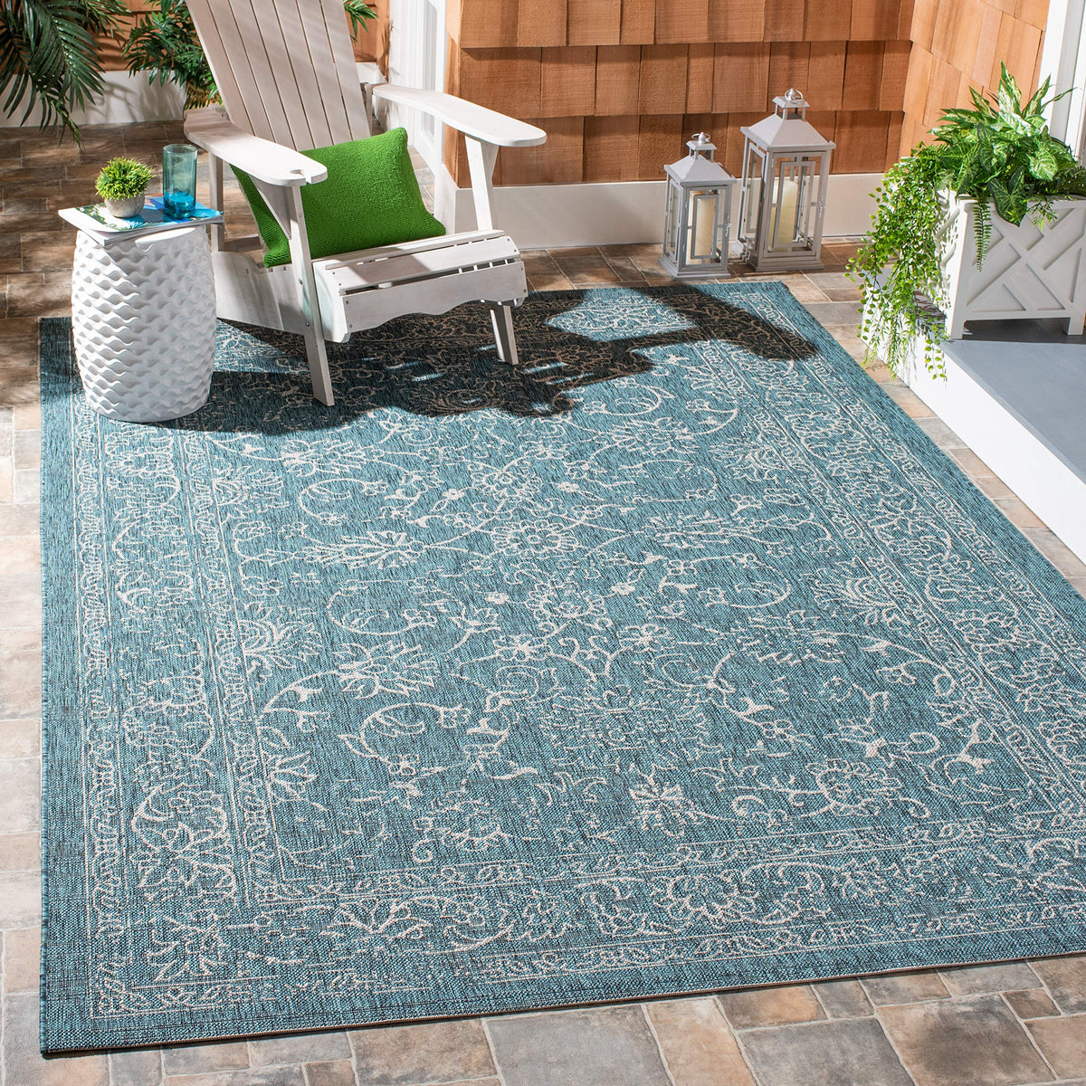 SAFAVIEH Courtyard Collection 8' x 10' Turquoise CY8680 Indoor/ Outside Waterproof Easy cleansingPatio Backyard Mudroom Area Mat