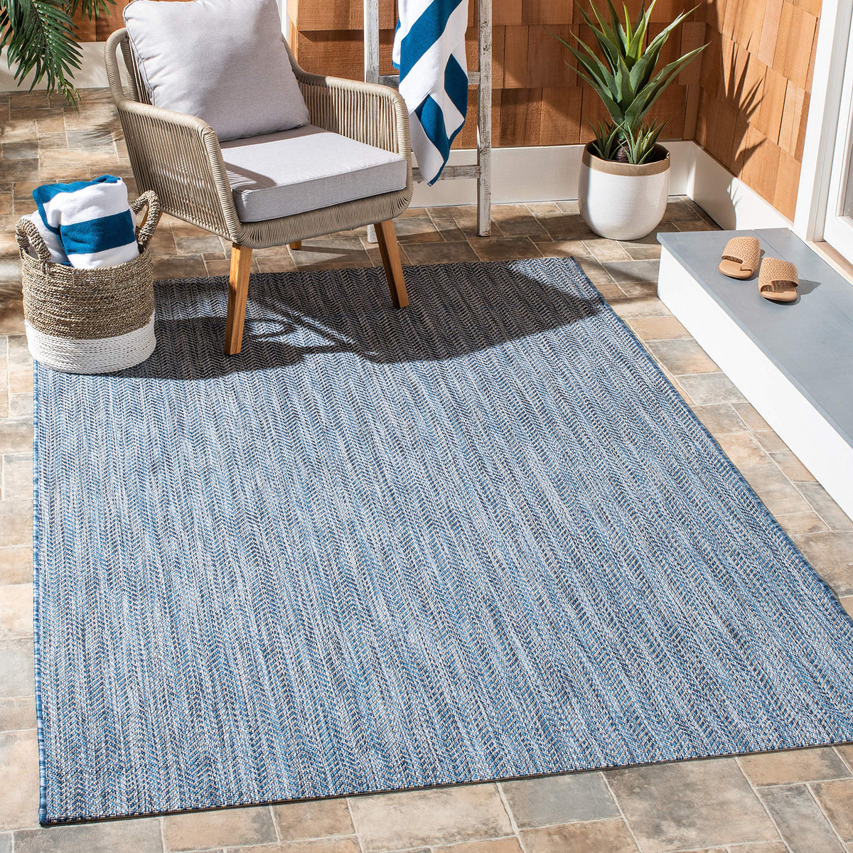 SAFAVIEH Courtyard Outdoor Area Rug 5'3"x7'7", Natural & Cream CY8022-03012