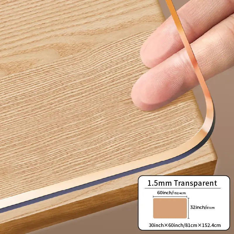Food-Grade PVC Rectangle Desk Protector - High Transparency, Multi-Size, Cutting-Ready Oval Option with Ruler, Dustproof, Stain-Proof, Water-Resistant, Easy to Clean, Contemporary Cover for Wooden Furniture & Glass Dining Tops (DIY Cut Friendly),sohochic
