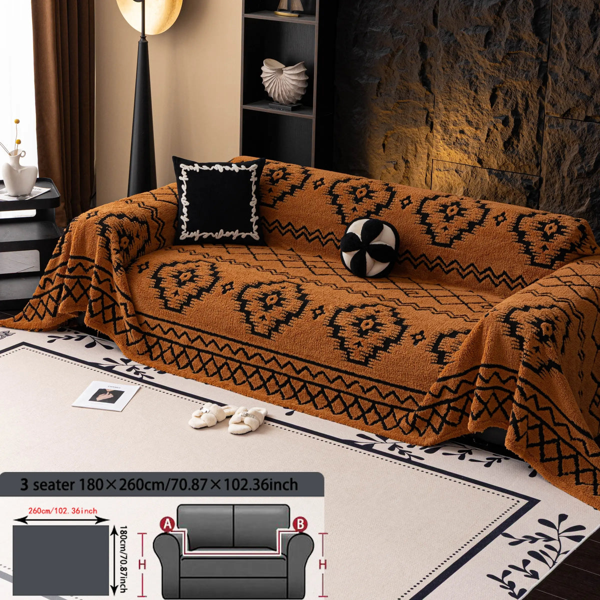 Geometric Pattern Sofa Cover, 1 Count Soft Dustproof Slipcover For Sofa, Soft Sofa Protector to Protect Couches in Living Room & Office, Couch Covers, Home Decor #GLOBAL PICKS