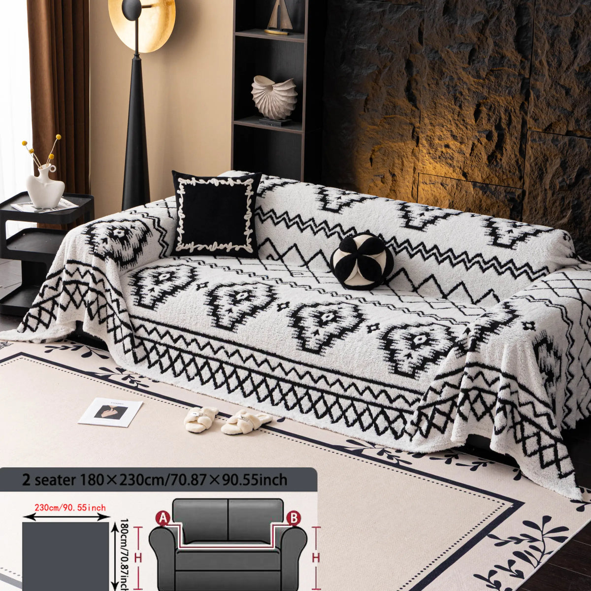 Geometric Pattern Sofa Cover, 1 Count Soft Dustproof Slipcover For Sofa, Soft Sofa Protector to Protect Couches in Living Room & Office, Couch Covers, Home Decor #GLOBAL PICKS