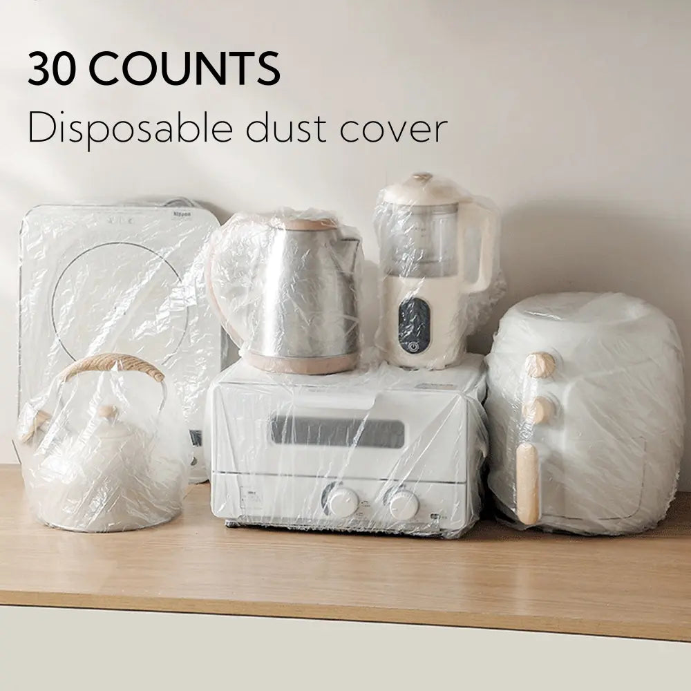 30 Counts Dustproof with Elastic,Clear Disposable Dust Cover for Kitchen Household Furniture,Thickened Appliance Dust Covers for Blender,Pressure Cooker,Air Fryer,Oven,Coffee Maker,  Toaster,Slow Cooker Accessories Springtok Outdoorfun