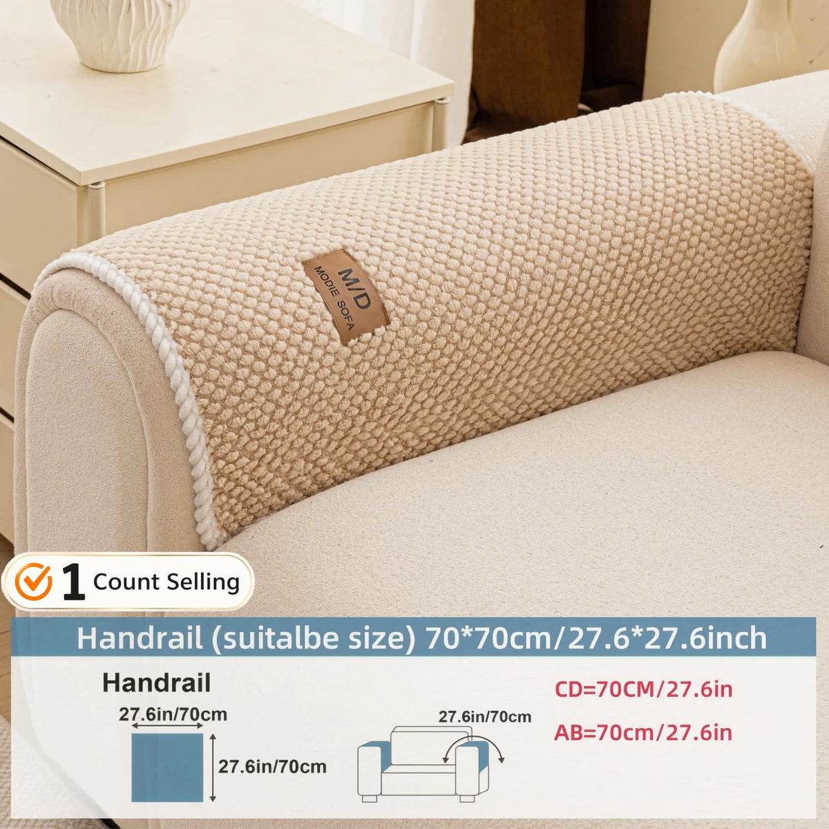 Luxury Thick Removable Couch Cover, 1 Count Soft Textured Seat Pad, Non-Slip Washable Universal Sofa Protector, Sectional Sofa Slipcovers, Pet-Friendly Modern Slipcover for Sectional, Loveseat and 3-Seater Couch #GLOBAL PICKS