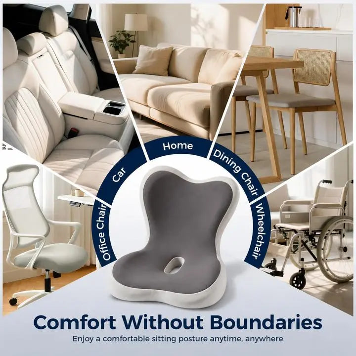 Orthopedic Memory Foam Seat Cushion - Quick Rebound Coccyx Tailbone Support Pillow for Back Pain & Sciatica Relief, Anti-Slip Removable Washable Cover, Ideal for Car, Office Desk Chair, Wheelchair