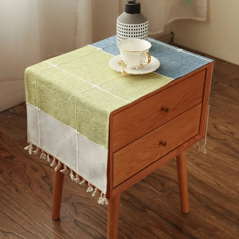 Minimalist Linen-Cotton Stain-Resistant Dust Cover Set - Home Care Dust Covers for Bedside Table, Light Luxury Audio, Microwave Oven (Simple Modern Style)