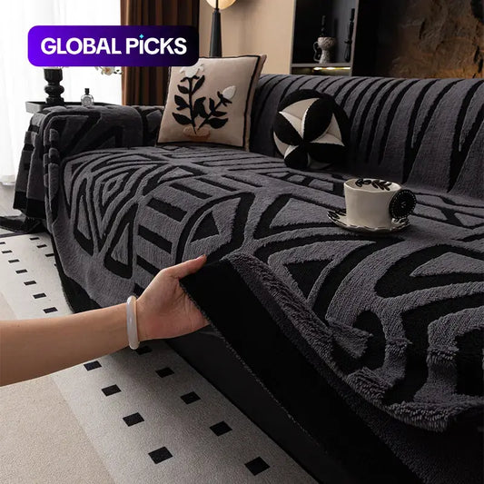 Geometric Pattern Sofa Cover, 1 Count Soft Dustproof Slipcover For Sofa, Soft Sofa Protector to Protect Couches in Living Room & Office, Couch Covers, Home Decor #GLOBAL PICKS