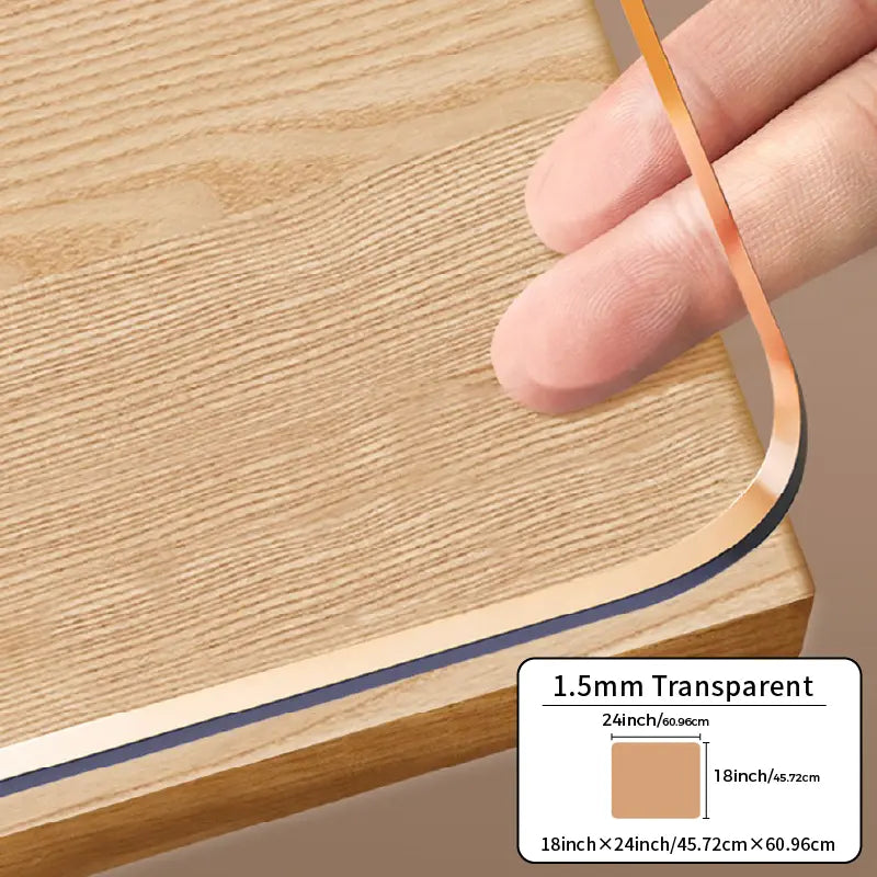 Food-Grade PVC Rectangle Desk Protector - High Transparency, Multi-Size, Cutting-Ready Oval Option with Ruler, Dustproof, Stain-Proof, Water-Resistant, Easy to Clean, Contemporary Cover for Wooden Furniture & Glass Dining Tops (DIY Cut Friendly),sohochic