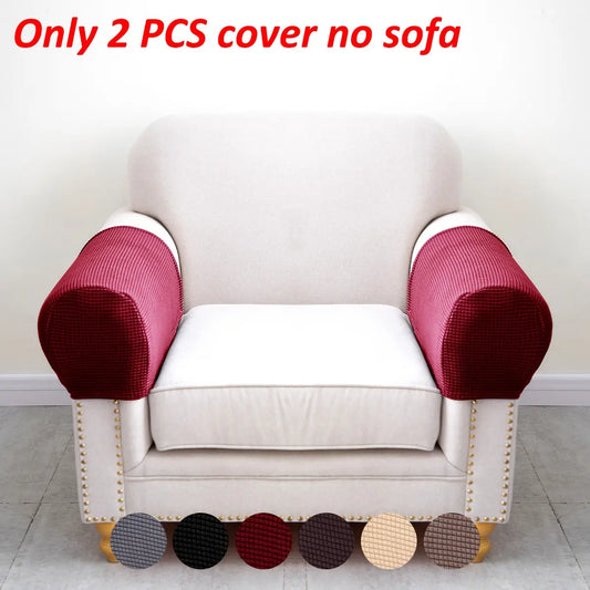Durable Nylon Elastic Armrest Covers, Soft Fabric, Corn Grain Pattern, Scratch & Dust Proof, Suitable for Single to Four Seater Sofas, Set of Two, Decorative Couch Sofa Protector