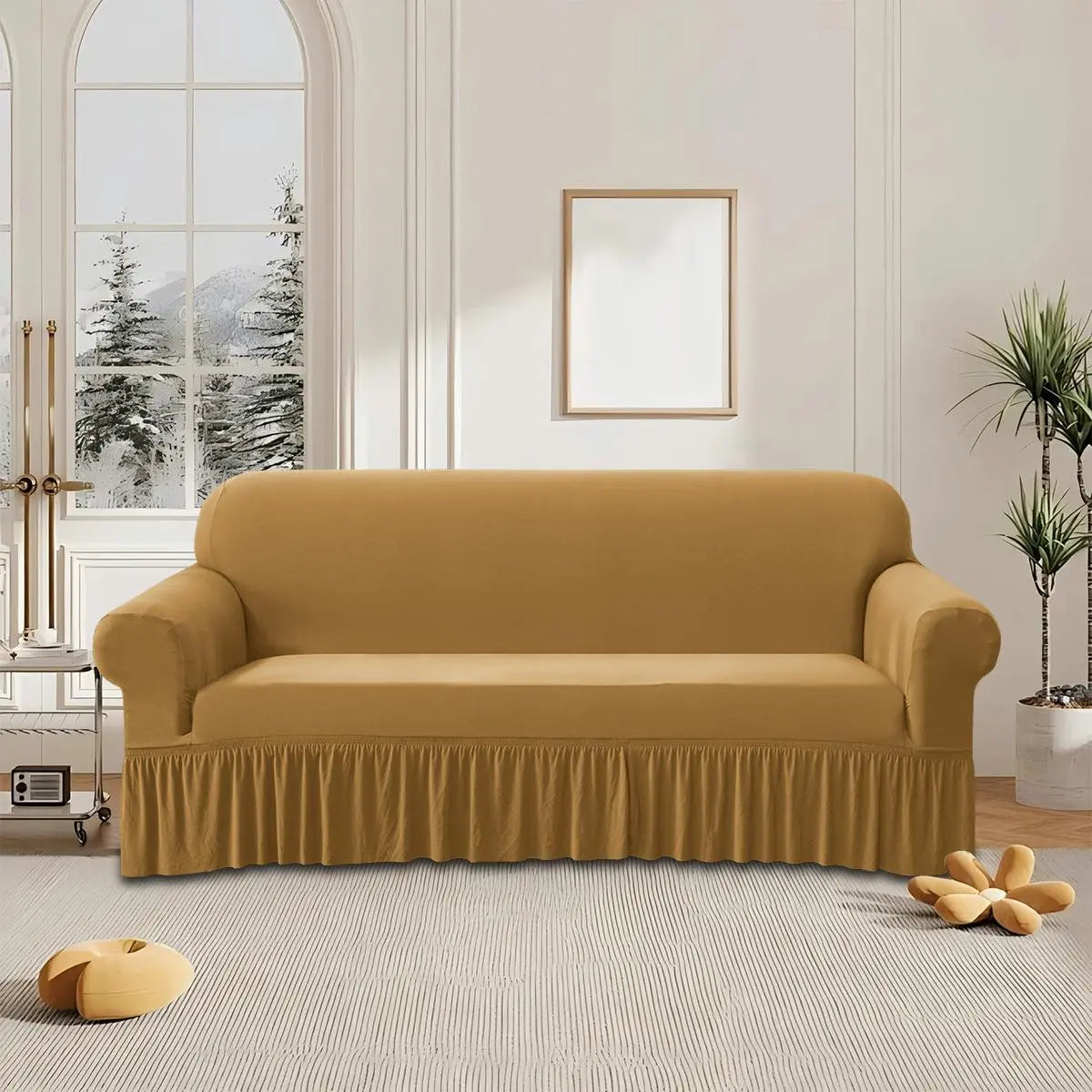 Solid Color Stretch Sofa Slipcover, Removable Washable Slipcovers For Couches And Sofas, 1 Count Dustproof Elastic Couch Protector, Sofa Protective Cover for Home & Living Room