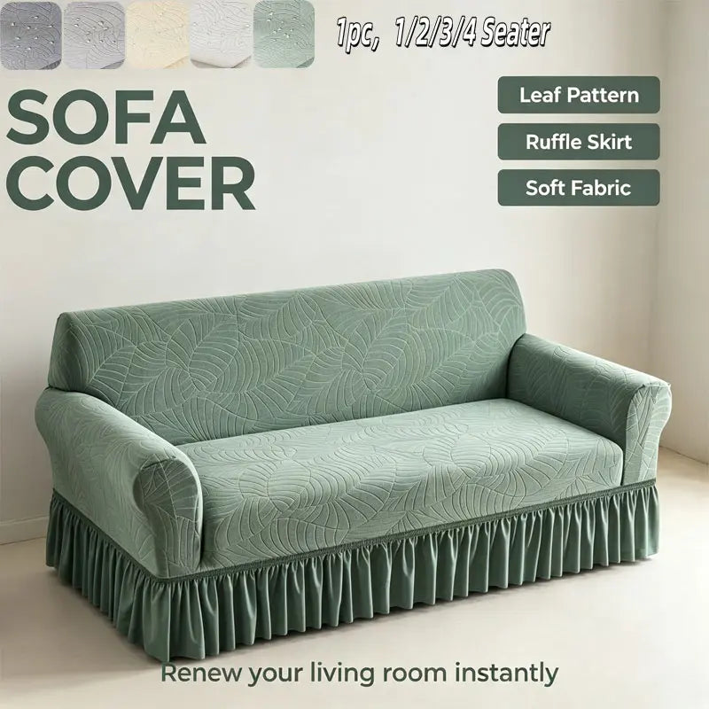 Elastic Sofa Cover, Leaf Texture Non-Slip, Anti-Fouling, Suitable for 1-4 Seat Sofas, Furniture Dust Cover, Washable Sofa Covers
