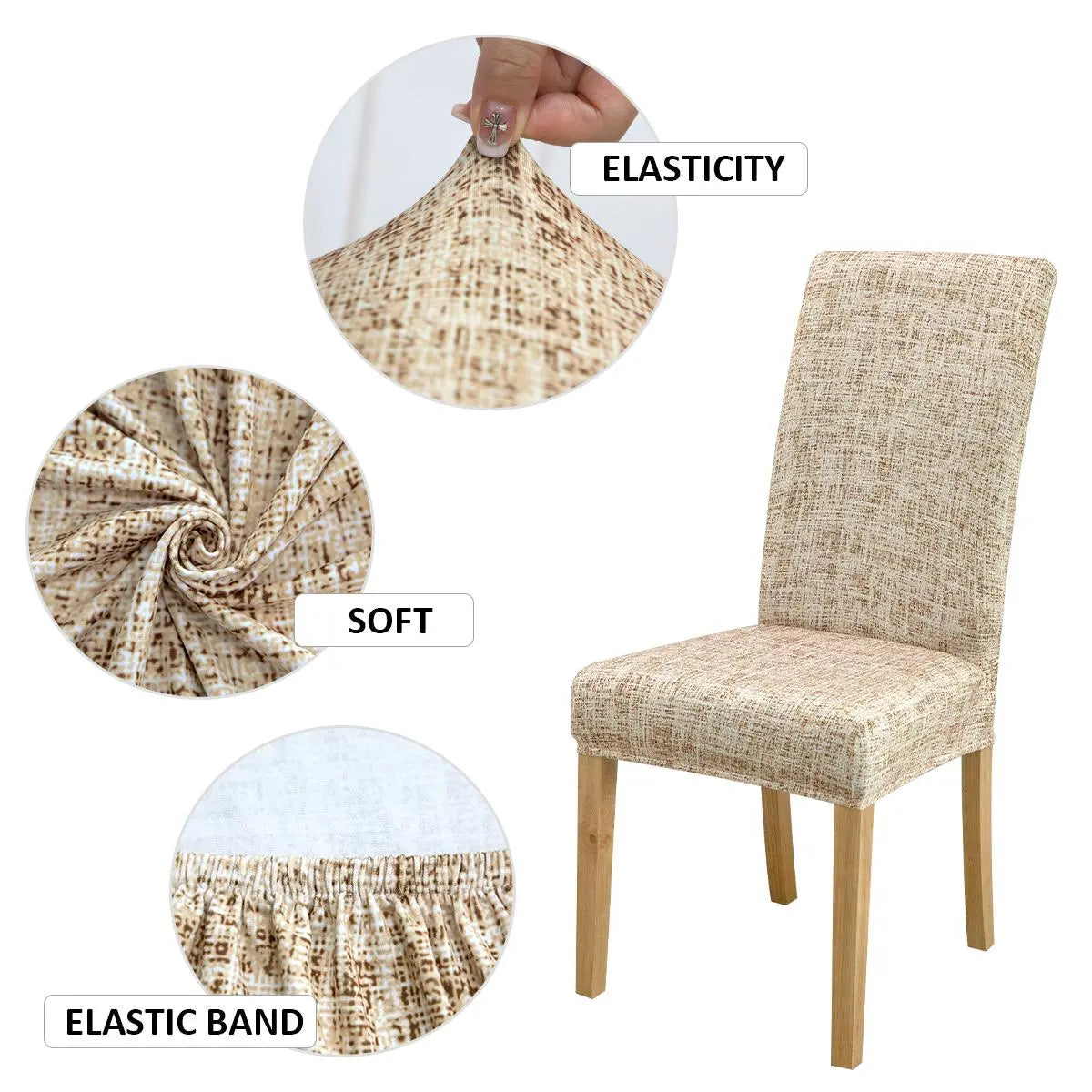 Chair Cover, 4/6 Counts Removable Washable Chair Slipcover, Dustproof Chair Protector for Home Living Room Hotel Dining Room