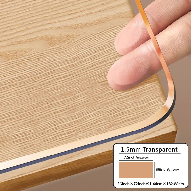 Food-Grade PVC Rectangle Desk Protector - High Transparency, Multi-Size, Cutting-Ready Oval Option with Ruler, Dustproof, Stain-Proof, Water-Resistant, Easy to Clean, Contemporary Cover for Wooden Furniture & Glass Dining Tops (DIY Cut Friendly),sohochic