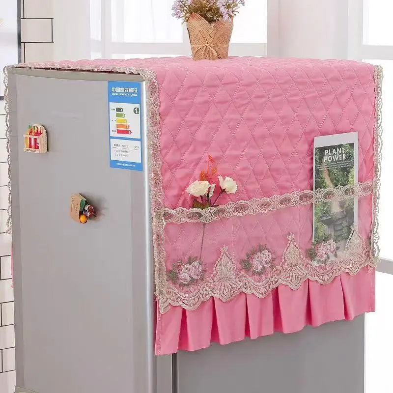 Floral Lace Furniture Dust Cover, Polyester Cover, Soft Dustproof Design Multi-Functional Appliance Protector, Ruffled Edge & Decorative Pocket, 21.65x55.12 Inches, Home Household Dust Cover