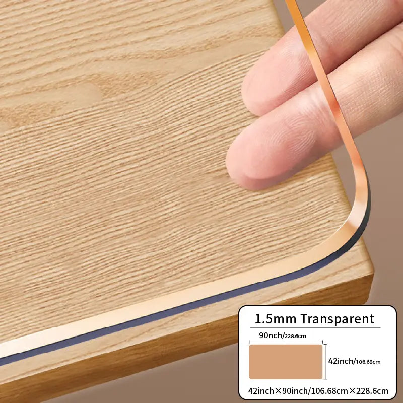 Food-Grade PVC Rectangle Desk Protector - High Transparency, Multi-Size, Cutting-Ready Oval Option with Ruler, Dustproof, Stain-Proof, Water-Resistant, Easy to Clean, Contemporary Cover for Wooden Furniture & Glass Dining Tops (DIY Cut Friendly),sohochic