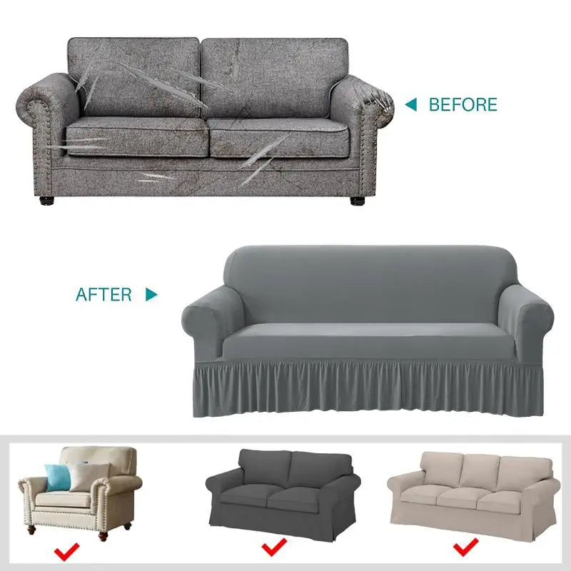 Solid Color Stretch Sofa Slipcover, Removable Washable Slipcovers For Couches And Sofas, 1 Count Dustproof Elastic Couch Protector, Sofa Protective Cover for Home & Living Room