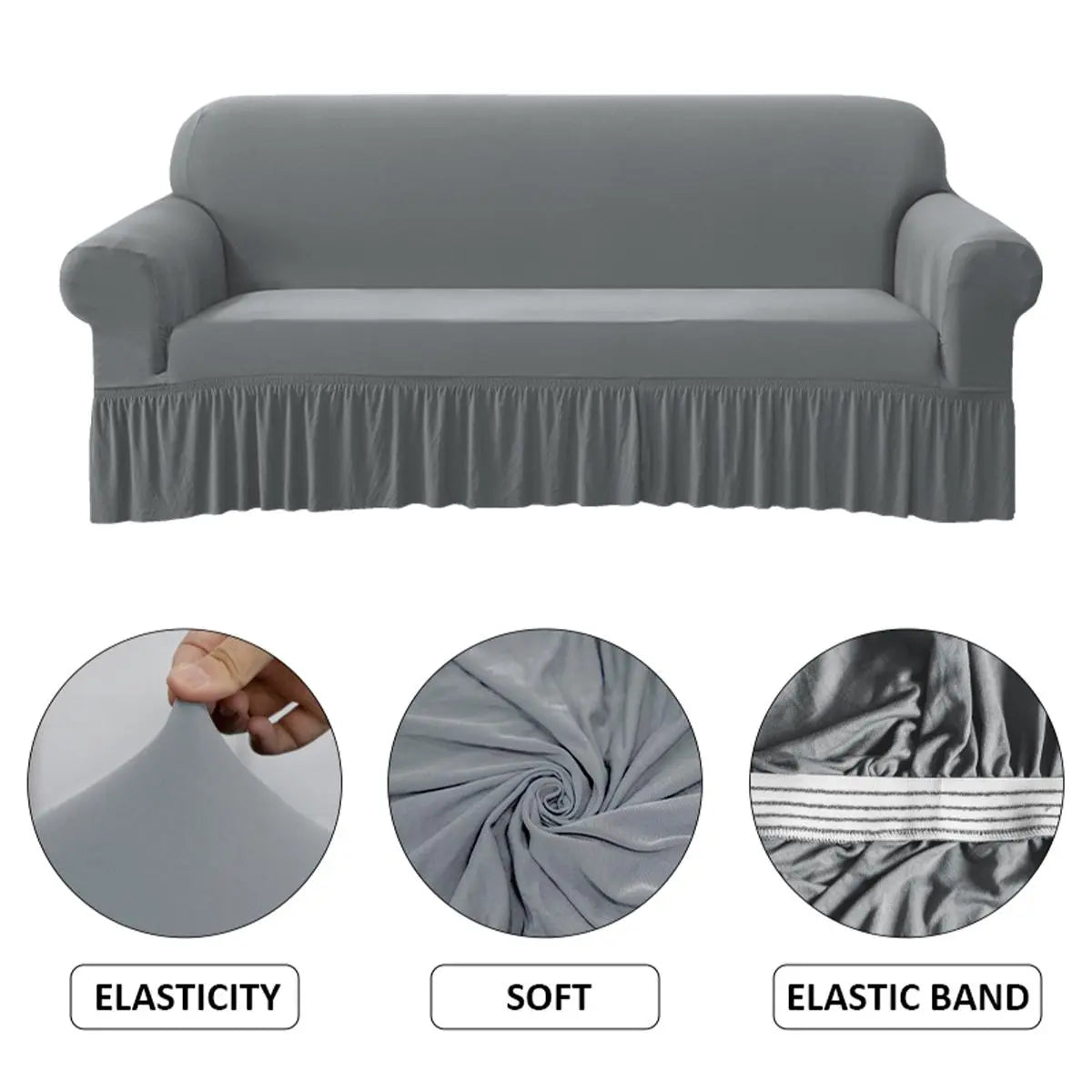 Solid Color Stretch Sofa Slipcover, Removable Washable Slipcovers For Couches And Sofas, 1 Count Dustproof Elastic Couch Protector, Sofa Protective Cover for Home & Living Room