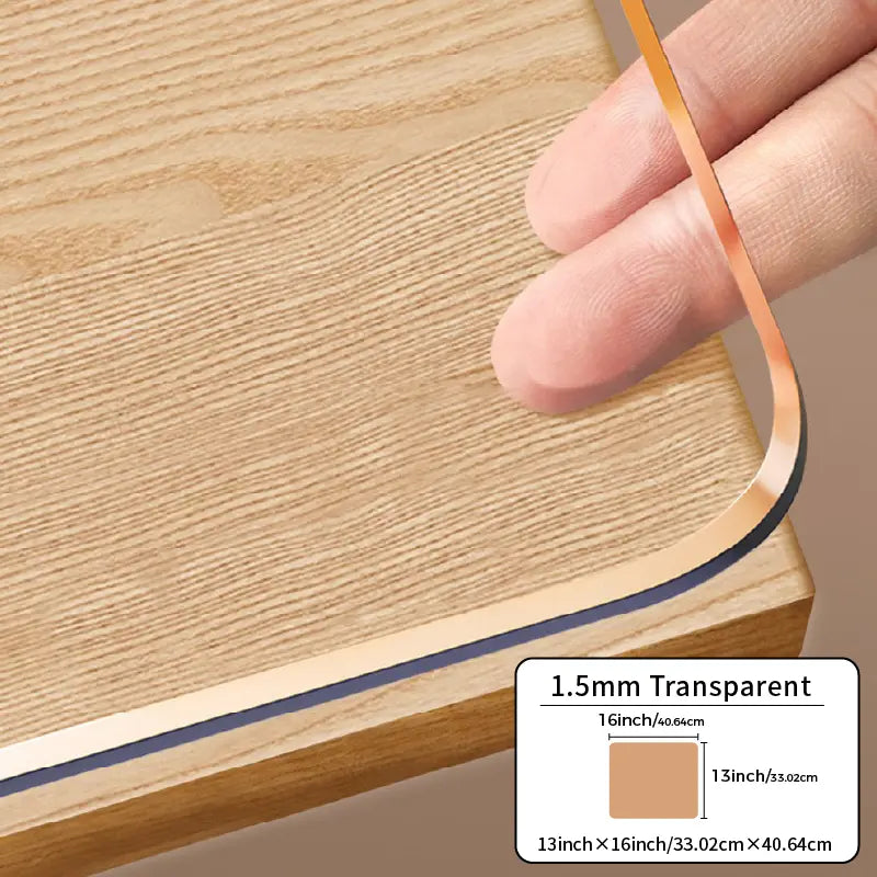 Food-Grade PVC Rectangle Desk Protector - High Transparency, Multi-Size, Cutting-Ready Oval Option with Ruler, Dustproof, Stain-Proof, Water-Resistant, Easy to Clean, Contemporary Cover for Wooden Furniture & Glass Dining Tops (DIY Cut Friendly),sohochic
