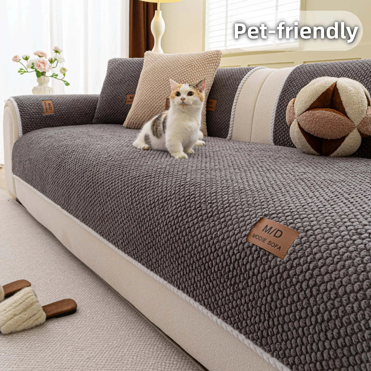 Luxury Thick Removable Couch Cover, 1 Count Soft Textured Seat Pad, Non-Slip Washable Universal Sofa Protector, Sectional Sofa Slipcovers, Pet-Friendly Modern Slipcover for Sectional, Loveseat and 3-Seater Couch #GLOBAL PICKS