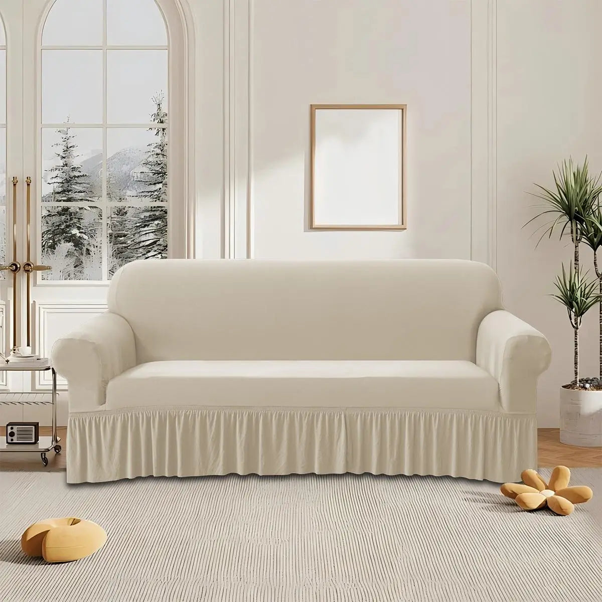 Solid Color Stretch Sofa Slipcover, Removable Washable Slipcovers For Couches And Sofas, 1 Count Dustproof Elastic Couch Protector, Sofa Protective Cover for Home & Living Room