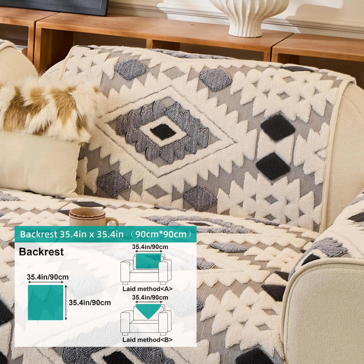 Boho Style Geometric Pattern Quilted Sofa Cover, Couch Cover, Soft Comfortable Dustproof Slipcover, Sofa Protector & Cushion Cover for Home Living Room, Bedroom, Hotel & Dormitory #GLOBAL PICKS
