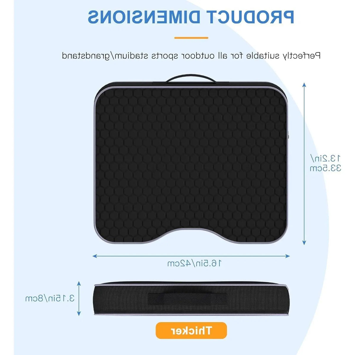 2 Pack Extra Thick Stadium Bleacher Seat Cushions - 3.15" Portable Waterproof Outdoor Chair Pads with Memory Foam & Massage Dots for Sporting Events, Travel, CampingGift