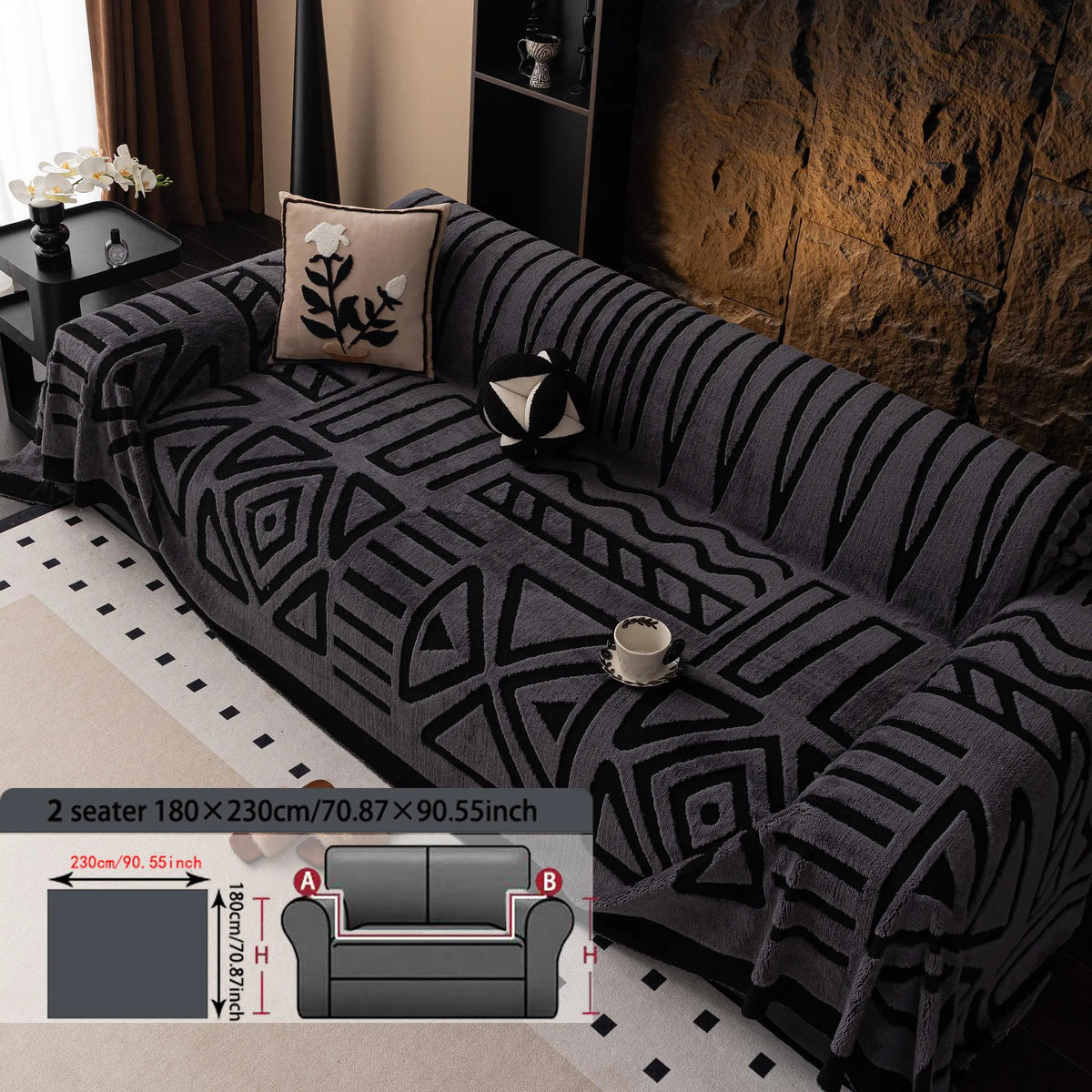 Geometric Pattern Sofa Cover, 1 Count Soft Dustproof Slipcover For Sofa, Soft Sofa Protector to Protect Couches in Living Room & Office, Couch Covers, Home Decor #GLOBAL PICKS