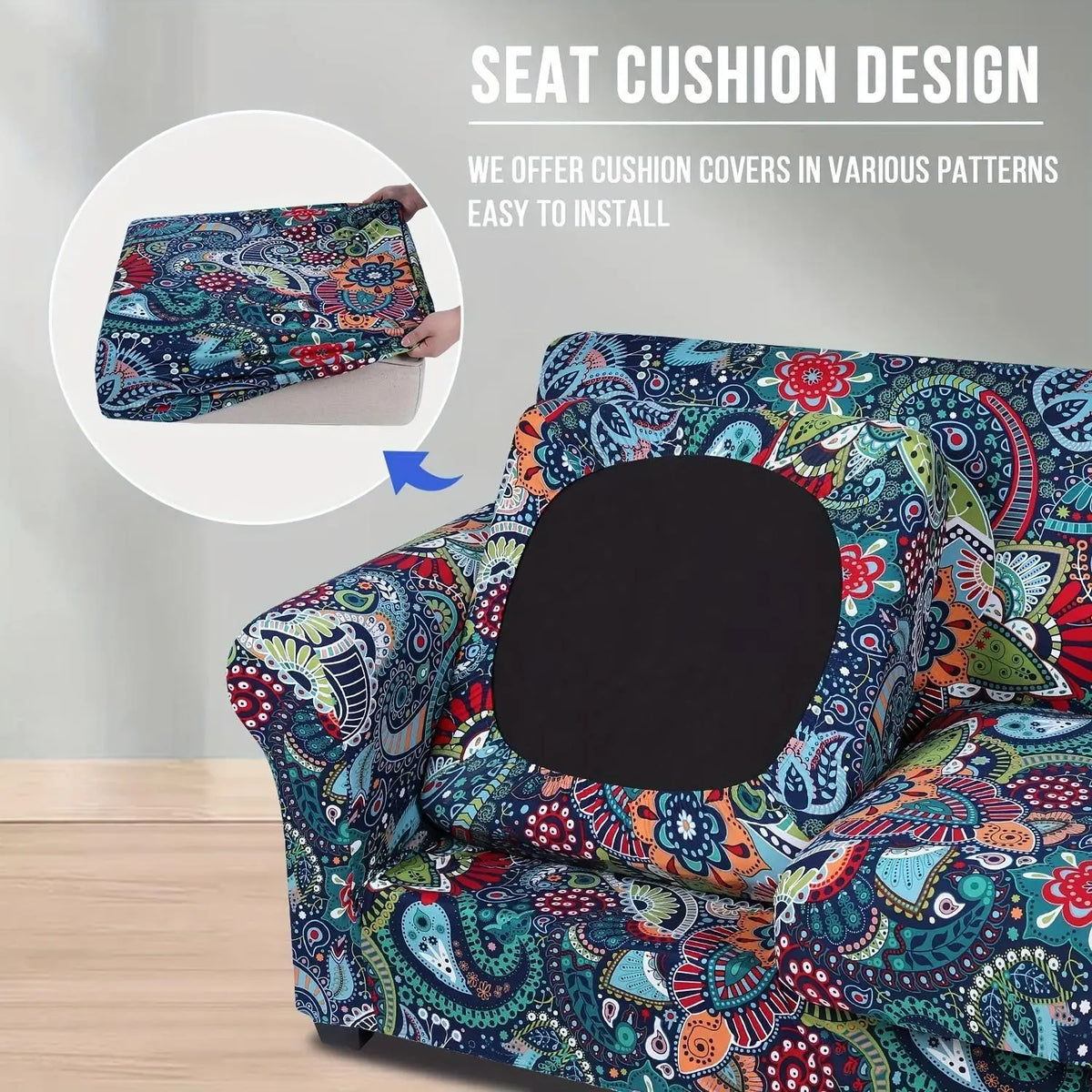 Couch Covers, Chair/Sofa Covers, Stretch, Printed,  Armchair Slipcover, Separate Couch Cushion Covers, Washable Furniture Protector for Pets