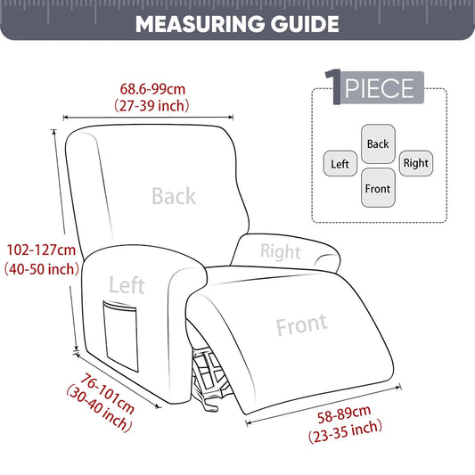 1/2/3 Seater Elastic Recliner Sofa Cover,Solid Color Sofa Cover,Stretch Armchair Covers Couch Slipcover With Pocket,Pet Friendly  Anti-Slip Slipcover, Office, And Home Decor